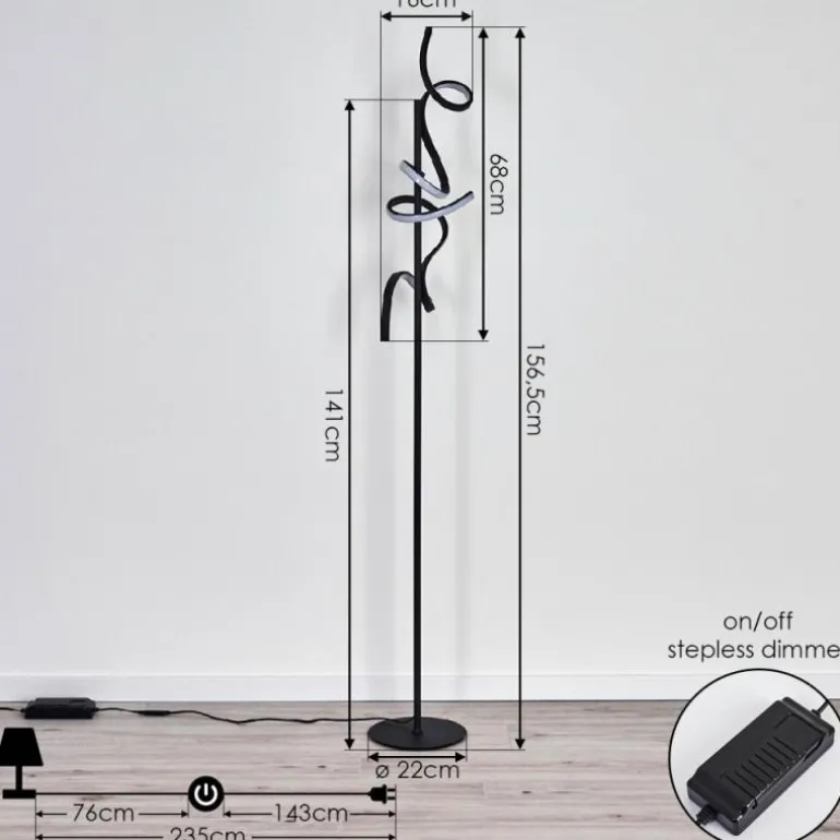 Lampadaire Lavaca LED Noir, 2 lumières