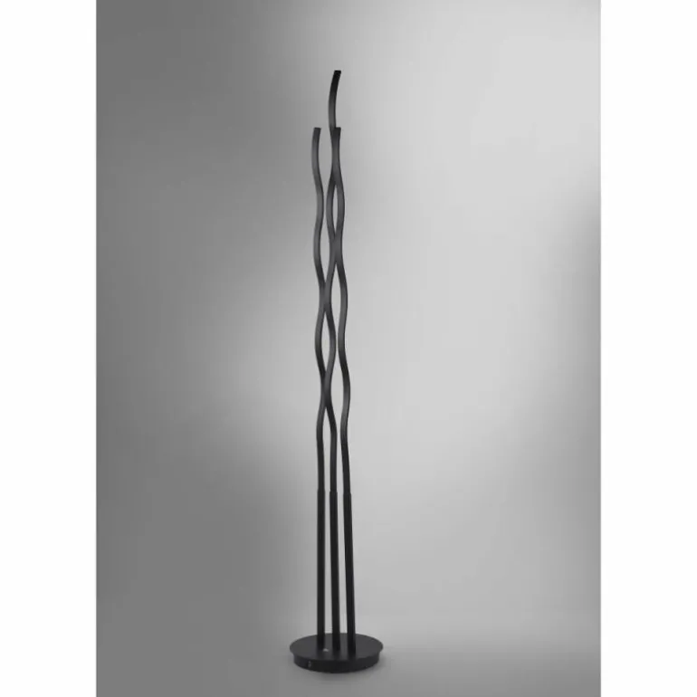 Lampadaire Leuchten-Direkt WAVE LED Noir, 3 lumières, Télécommandes