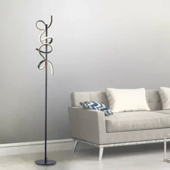 Lampadaire Leuchten-Direkt CURLS LED Noir, 2 lumières