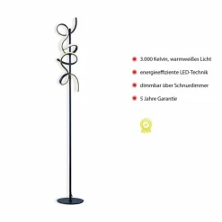 Lampadaire Leuchten-Direkt CURLS LED Noir, 2 lumières