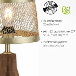 Lampadaire Leuchten-Direkt FREDERIK Bois foncé, 1 lumière