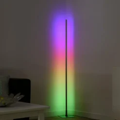 Lampadaire Leuchten-Direkt HENRY LED Acier brossé, 1 lumière, Télécommandes