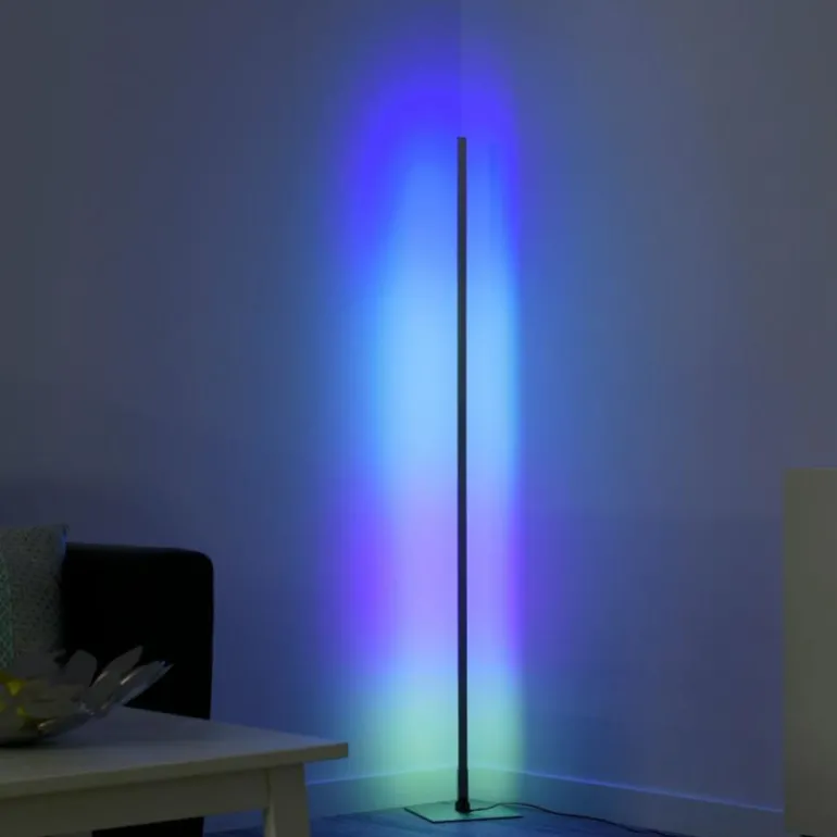 Lampadaire Leuchten-Direkt HENRY LED Acier brossé, 1 lumière, Télécommandes