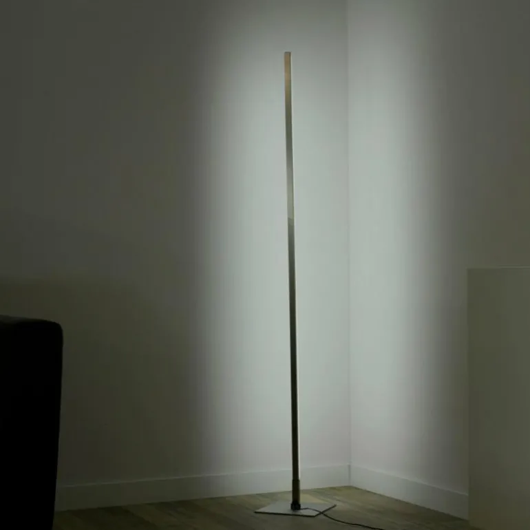 Lampadaire Leuchten-Direkt HENRY LED Acier brossé, 1 lumière, Télécommandes