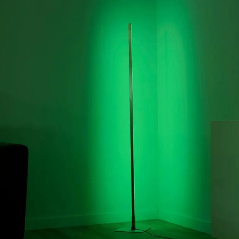 Lampadaire Leuchten-Direkt HENRY LED Acier brossé, 1 lumière, Télécommandes