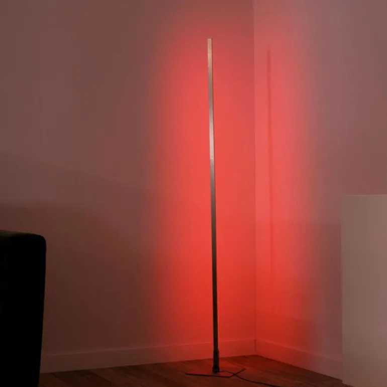 Lampadaire Leuchten-Direkt HENRY LED Acier brossé, 1 lumière, Télécommandes