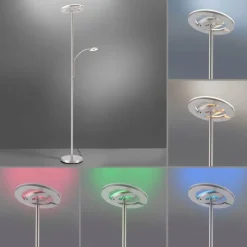 Lampadaire Leuchten-Direkt LOLAsmart-ROCCO LED Acier brossé, 1 lumière, Télécommandes