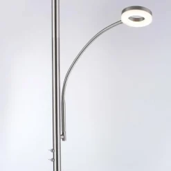 Lampadaire Leuchten-Direkt LOLAsmart-ROCCO LED Acier brossé, 1 lumière, Télécommandes