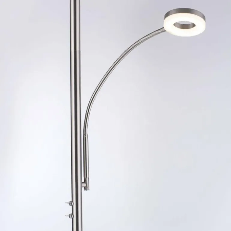 Lampadaire Leuchten-Direkt LOLAsmart-ROCCO LED Acier brossé, 1 lumière, Télécommandes