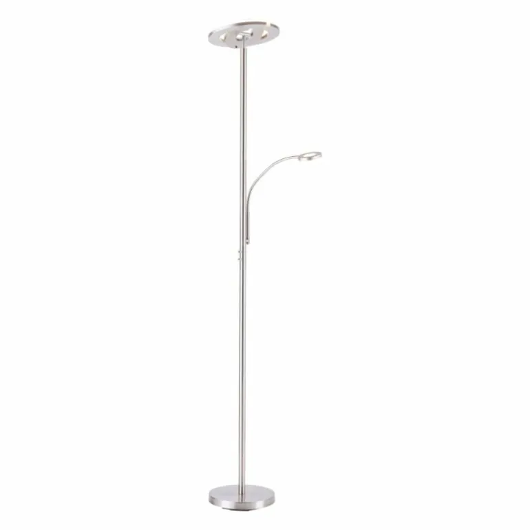 Lampadaire Leuchten-Direkt LOLAsmart-ROCCO LED Acier brossé, 1 lumière, Télécommandes