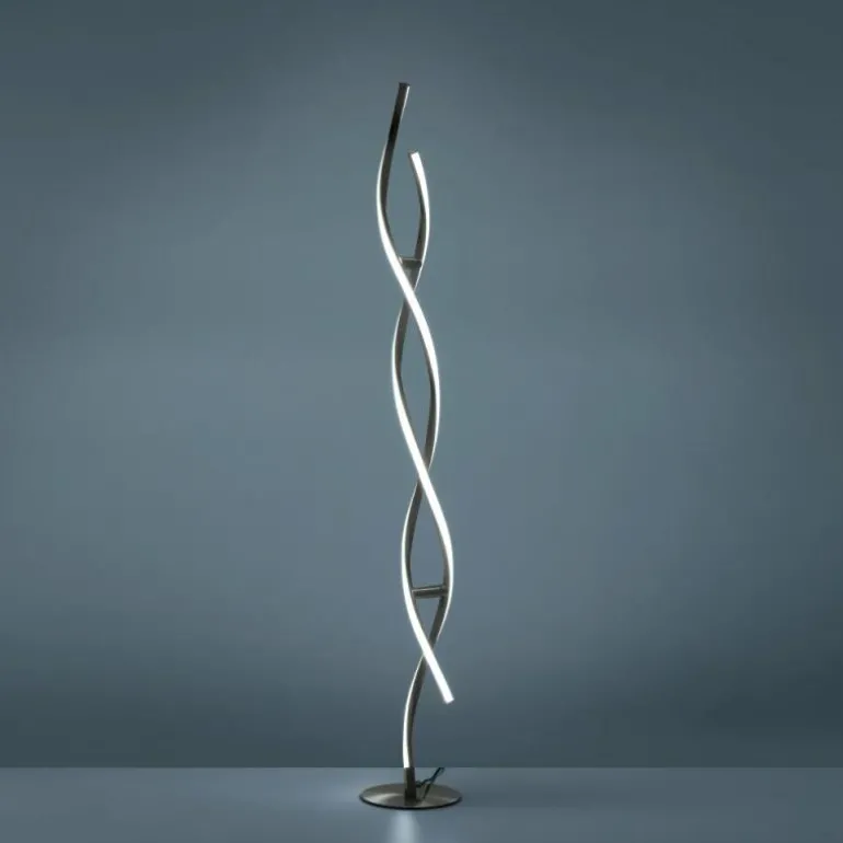 Lampadaire Leuchten-Direkt LOLAsmart-SWING LED Acier brossé, 2 lumières, Télécommandes, Changeur de couleurs