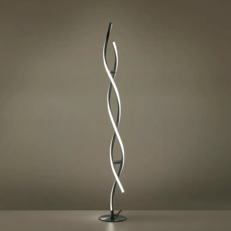 Lampadaire Leuchten-Direkt LOLAsmart-SWING LED Acier brossé, 2 lumières, Télécommandes, Changeur de couleurs