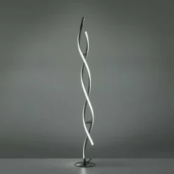 Lampadaire Leuchten-Direkt LOLAsmart-SWING LED Acier brossé, 2 lumières, Télécommandes, Changeur de couleurs