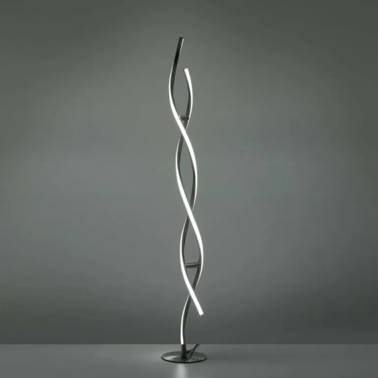 Lampadaire Leuchten-Direkt LOLAsmart-SWING LED Acier brossé, 2 lumières, Télécommandes, Changeur de couleurs