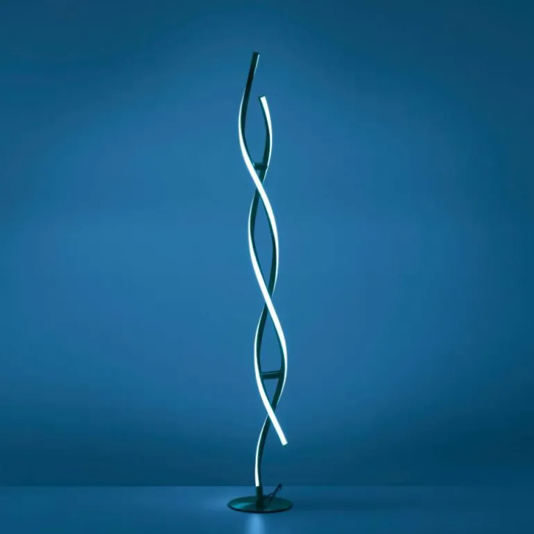 Lampadaire Leuchten-Direkt LOLAsmart-SWING LED Acier brossé, 2 lumières, Télécommandes, Changeur de couleurs