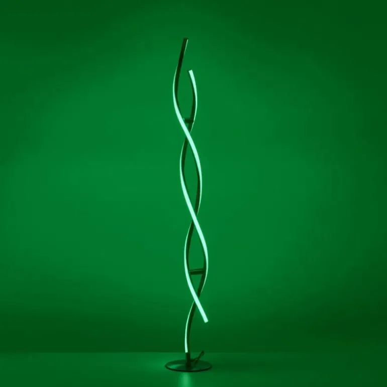 Lampadaire Leuchten-Direkt LOLAsmart-SWING LED Acier brossé, 2 lumières, Télécommandes, Changeur de couleurs