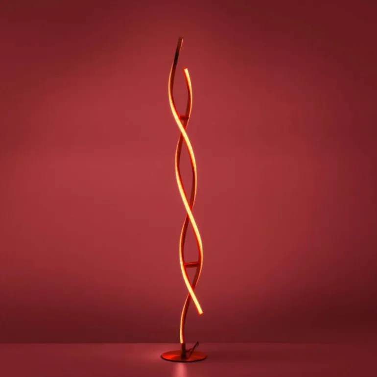 Lampadaire Leuchten-Direkt LOLAsmart-SWING LED Acier brossé, 2 lumières, Télécommandes, Changeur de couleurs