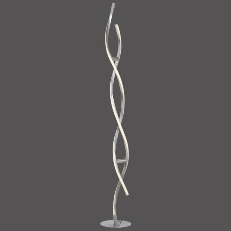 Lampadaire Leuchten-Direkt LOLAsmart-SWING LED Acier brossé, 2 lumières, Télécommandes, Changeur de couleurs