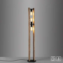 Lampadaire Leuchten-Direkt LOG Écru, 3 lumières