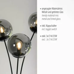 Lampadaire Leuchten-Direkt BIG WIDOW Noir, 3 lumières