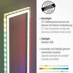 Lampadaire Leuchten-Direkt FELIX60 LED Acier brossé, 2 lumières, Télécommandes, Changeur de couleurs