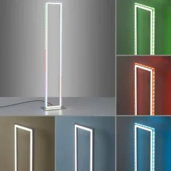 Lampadaire Leuchten-Direkt FELIX60 LED Acier brossé, 2 lumières, Télécommandes, Changeur de couleurs
