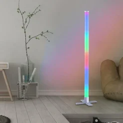 Lampadaire Leuchten-Direkt RINGO LED Argenté, 1 lumière, Télécommandes, Changeur de couleurs