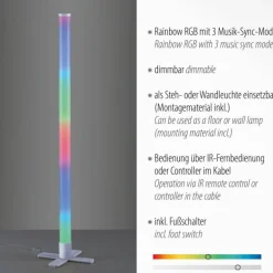 Lampadaire Leuchten-Direkt RINGO LED Argenté, 1 lumière, Télécommandes, Changeur de couleurs