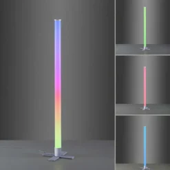Lampadaire Leuchten-Direkt RINGO LED Argenté, 1 lumière, Télécommandes, Changeur de couleurs