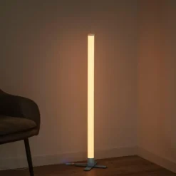 Lampadaire Leuchten-Direkt RINGO LED Argenté, 1 lumière, Télécommandes, Changeur de couleurs