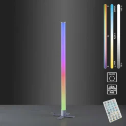 Lampadaire Leuchten-Direkt RINGO LED Argenté, 1 lumière, Télécommandes, Changeur de couleurs
