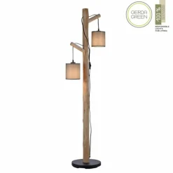 Lampadaire Leuchten-Direkt GREEN TRIBU Écru, Noir, 2 lumières