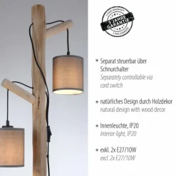 Lampadaire Leuchten-Direkt GREEN TRIBU Écru, Noir, 2 lumières