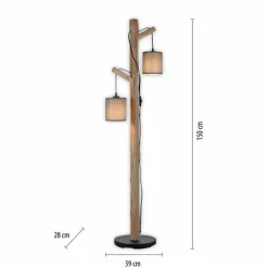 Lampadaire Leuchten-Direkt GREEN TRIBU Écru, Noir, 2 lumières