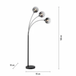 Lampadaire Leuchten-Direkt ZEA Noir, 3 lumières