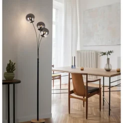 Lampadaire Leuchten-Direkt GREEN WIDOW Écru, Noir, 3 lumières