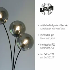 Lampadaire Leuchten-Direkt GREEN WIDOW Écru, Noir, 3 lumières