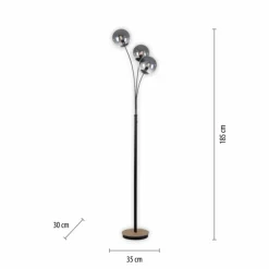 Lampadaire Leuchten-Direkt GREEN WIDOW Écru, Noir, 3 lumières