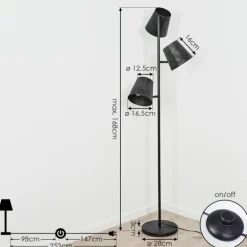 Lampadaire Lungre Argent Oxydé, 3 lumières