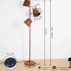 Lampadaire Lungre Rouille, 3 lumières