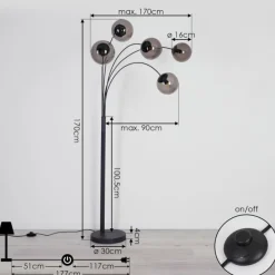 Lampadaire Mesas Anthracite, 5 lumières