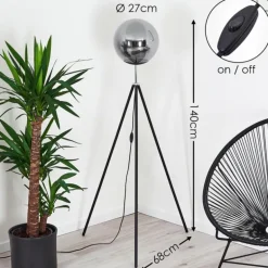 Lampadaire Murter Noir, 1 lumière