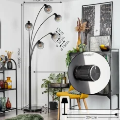 Lampadaire Nikkala Noir, 5 lumières