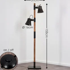 Lampadaire Oksbol Brun foncé, Gris, Acier brossé, 2 lumières