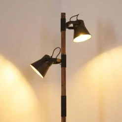 Lampadaire Oksbol Brun foncé, Gris, Acier brossé, 2 lumières