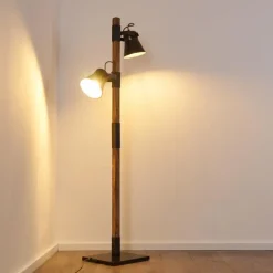 Lampadaire Oksbol Brun foncé, Gris, Acier brossé, 2 lumières