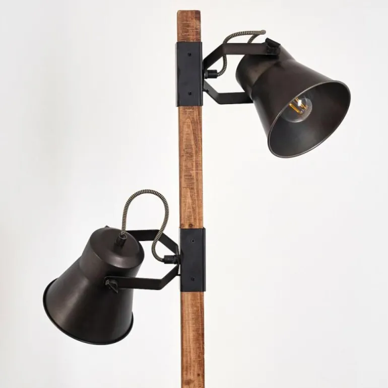 Lampadaire Oksbol Brun foncé, Gris, Acier brossé, 2 lumières