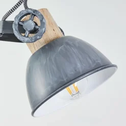 Lampadaire Orny Gris, Bois clair, 2 lumières