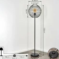 Lampadaire Pampanillo Noir, 1 lumière