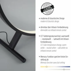 Lampadaire Paul Neuhaus HULA LED Noir, 1 lumière, Télécommandes